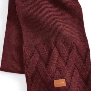 Cole Haan Lattice Ribbed Scarf Burgundy NWT